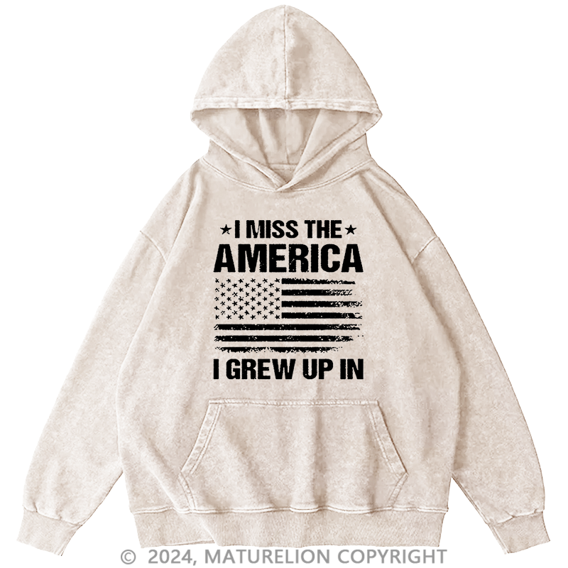 Maturelion Men's Hoodie I Miss The America I Grew Up In Flag Graphic Men's Hoodie