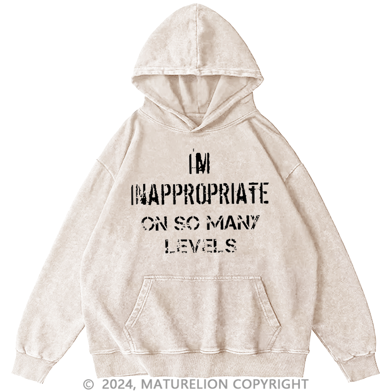 Maturelion Men's Hoodie I'm Inappropriate On So Many Levels Print Sarcastic Hoodie