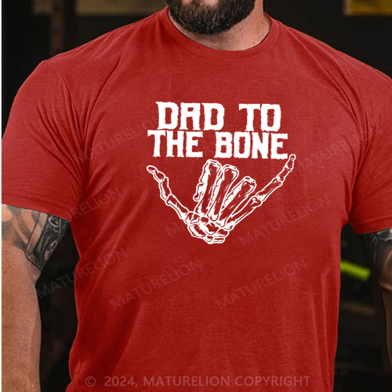 Maturelion Halloween Dad To The Bone Dad Skeleton Hand T-Shirt