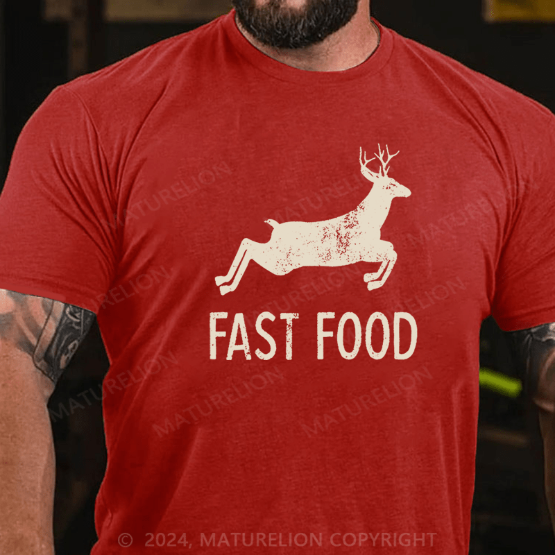 Maturelion Fast Food Funny Men Hunting Cotton T-shirt (Free Customization)