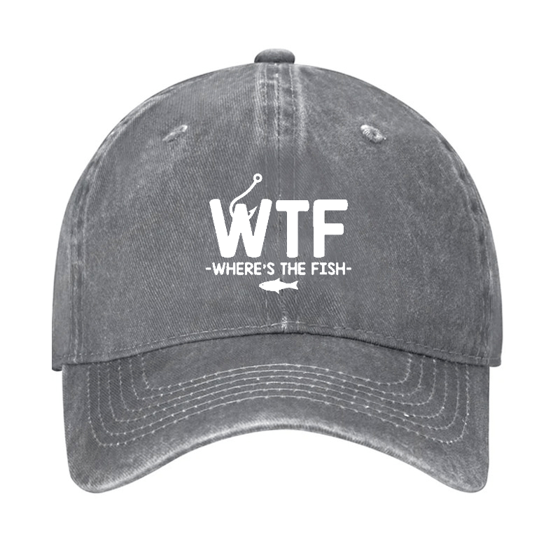 WTF - Where's The Fish Funny Print Cap