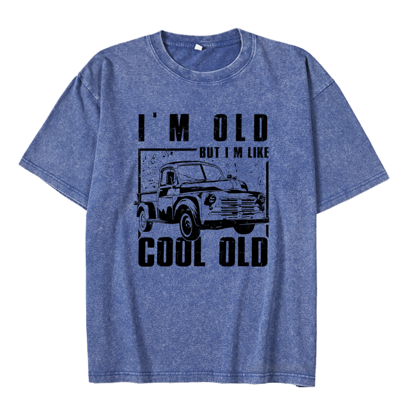 MATURELION I'M OLD BUT IM LIKE COOL OLD DTG PRINTING WASHED COTTON T-SHIRT