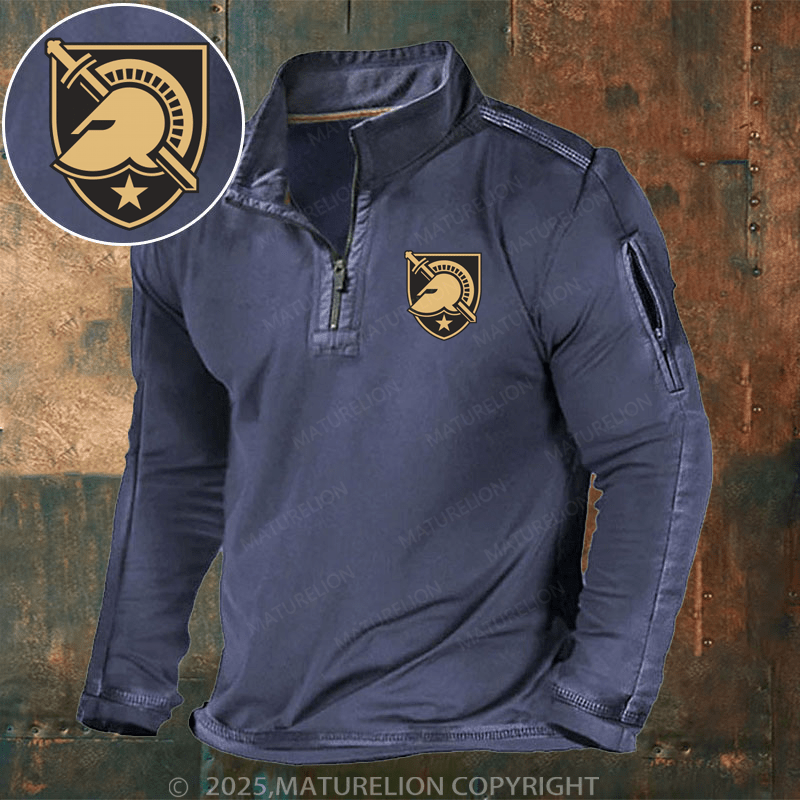 Maturelion Men's Henley Shirt US Military Academy ARMY West Point Shield Henley Shirt