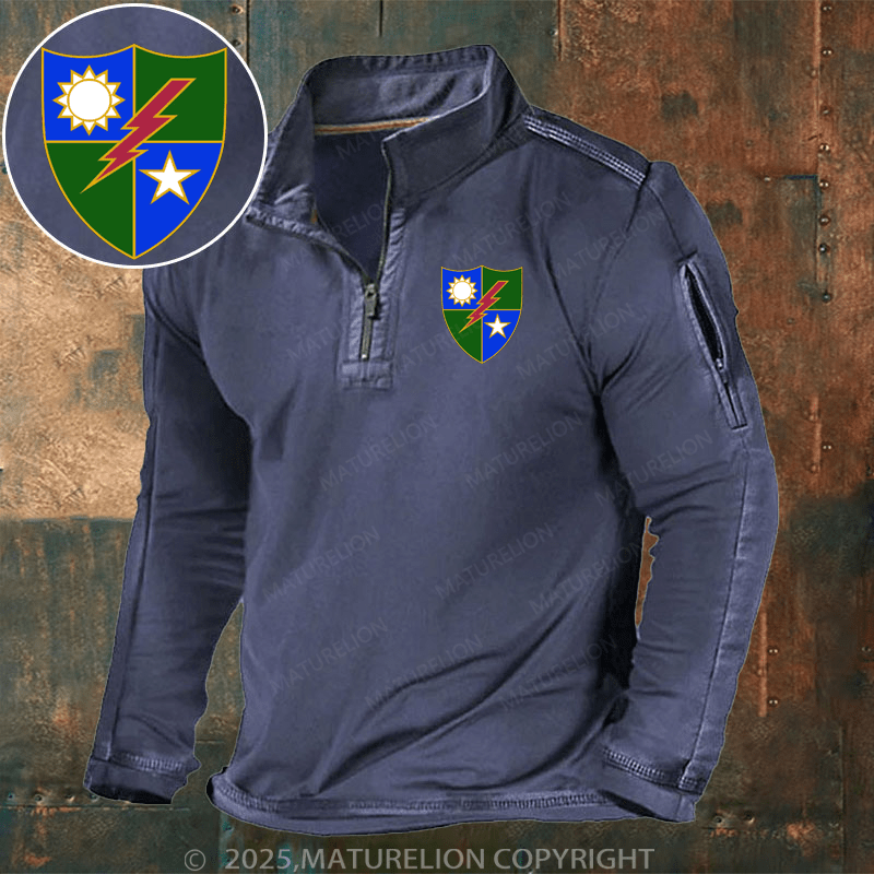 Maturelion Men's Henley Shirt US Army 75th Regiment Rangers Shield Henley Shirt