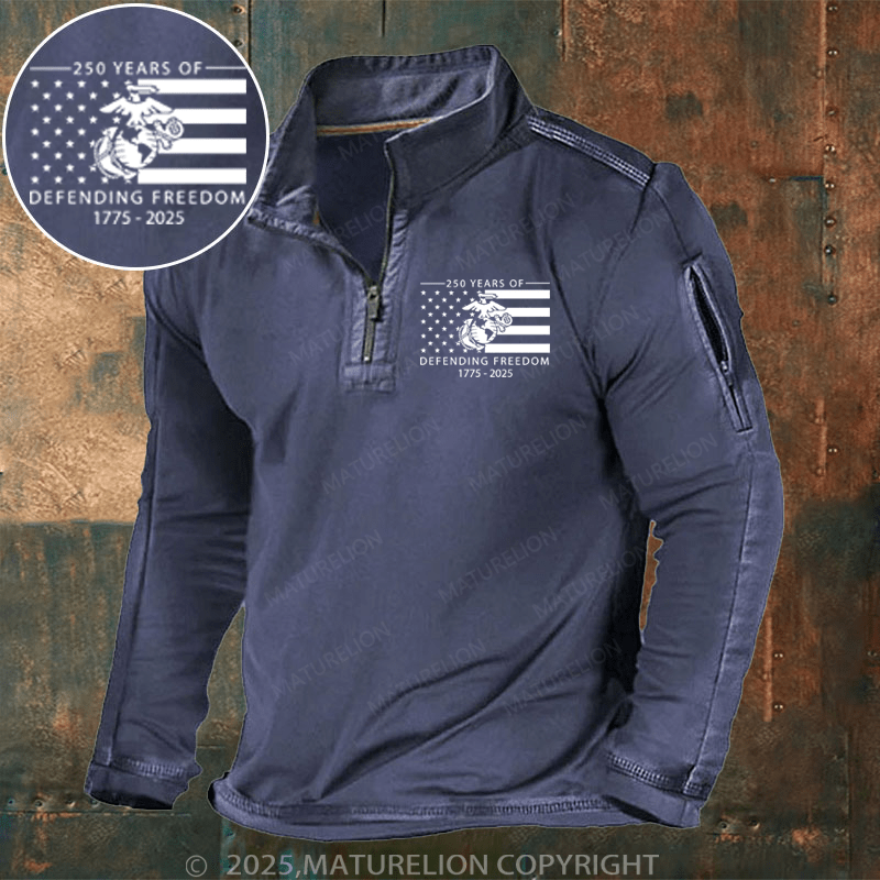 Maturelion Men's Henley Shirt 250 Years of Defending Freedom Henley Shirt