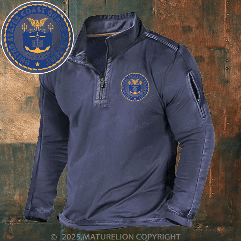 Maturelion Men's Henley Shirt United States Coast Guard Official Logo Henley Shirt