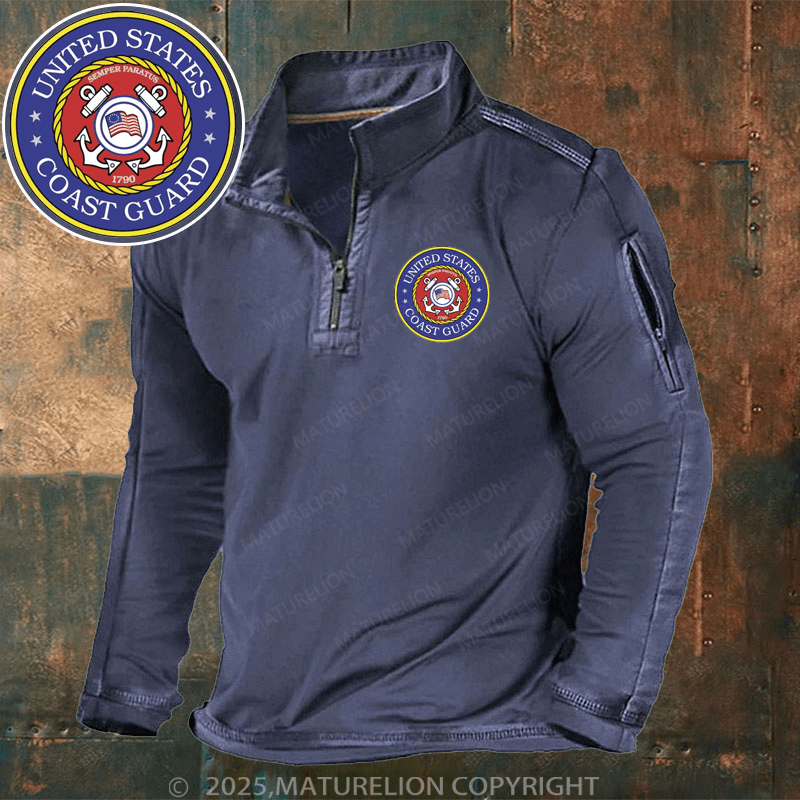 Maturelion Men's Henley Shirt United States Coast Guard Henley Shirt