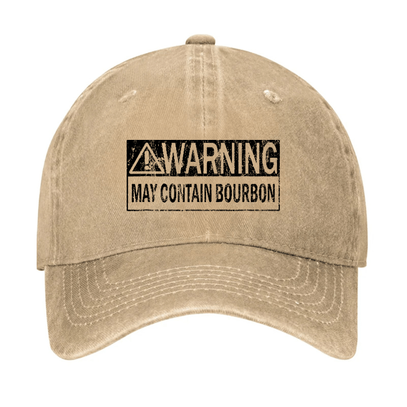 Warning May Contain Bourbon Funny Drinking Cap