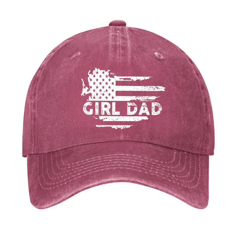 Girl Dad With Flag Print Funny Father Gift Cap