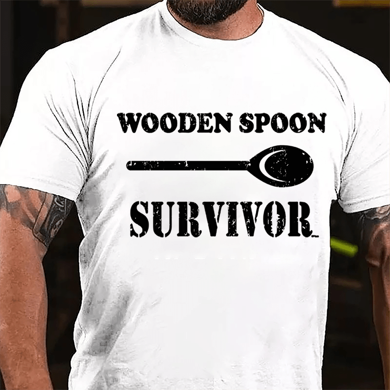 Wooden Spoon Survivor Funny Cotton T-shirt