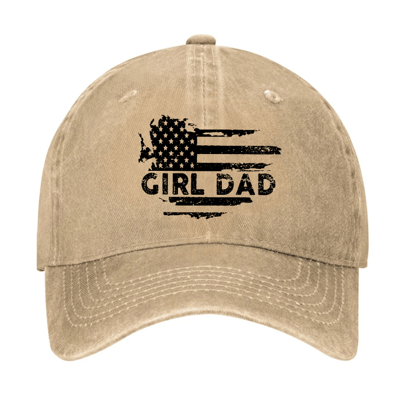 Girl Dad With Flag Print Funny Father Gift Cap