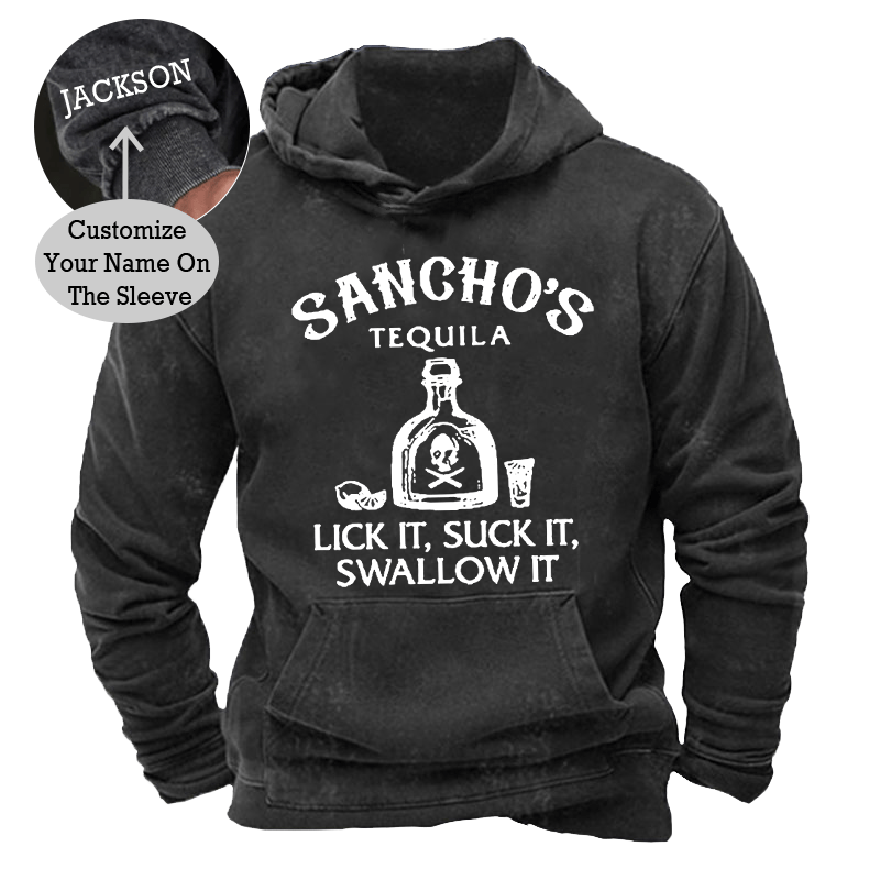 Maturelion Men's Hoodie Sancho's Tequila Lick It, Suck It, Swallow It Hoodie