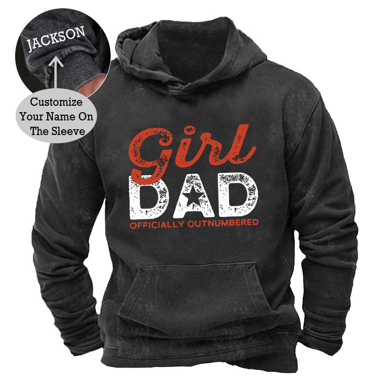 Maturelion Men's Hoodie Girl Dad Officially Outnumbered Funny Print Hoodie