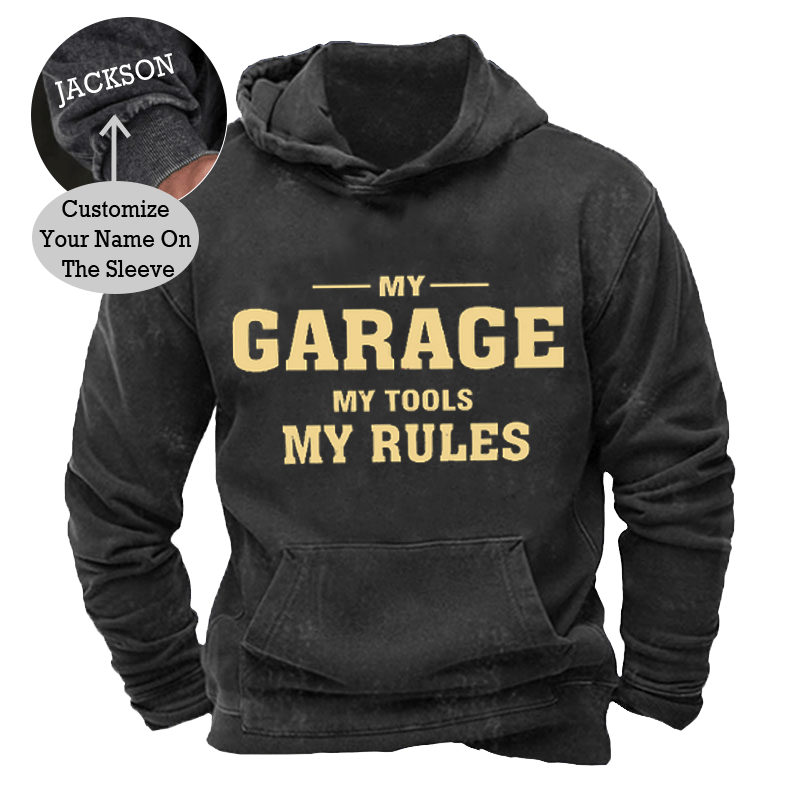 Maturelion Men's Hoodie My Garage My Tools My Rules Washed Hoodies