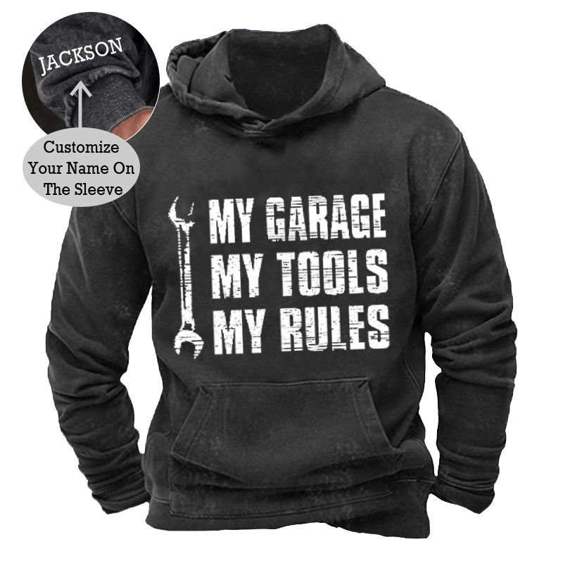 Maturelion Men's Hoodie My Garage My Tools My Rules Men's Washed Hoodies