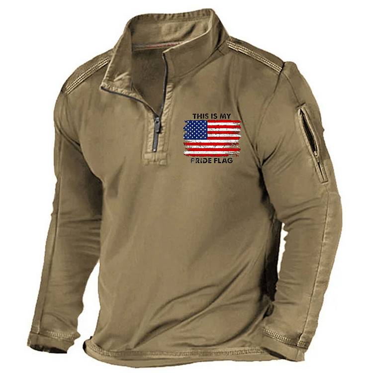 Maturelion Men's Henley Shirt This Is My Pride Flag USA Flag Henley Shirt