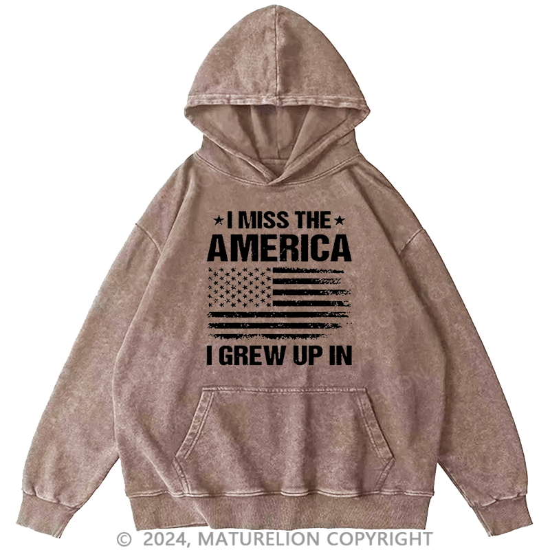 Maturelion Men's Hoodie I Miss The America I Grew Up In Flag Graphic Men's Hoodie