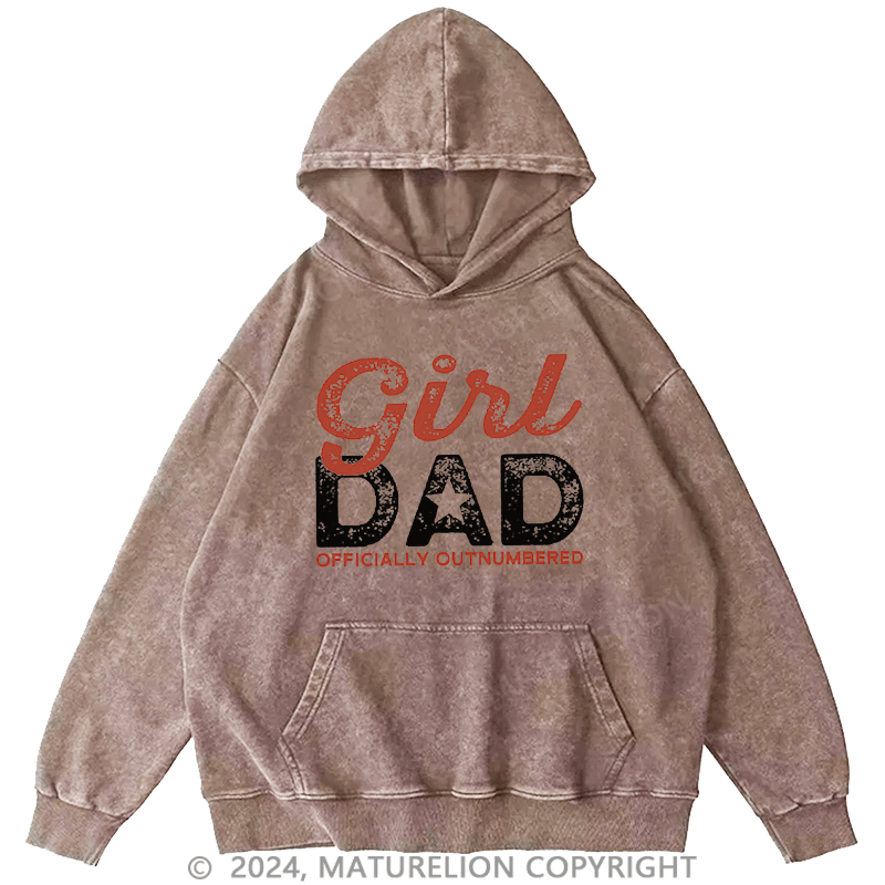 Maturelion Men's Hoodie Girl Dad Officially Outnumbered Funny Print Hoodie