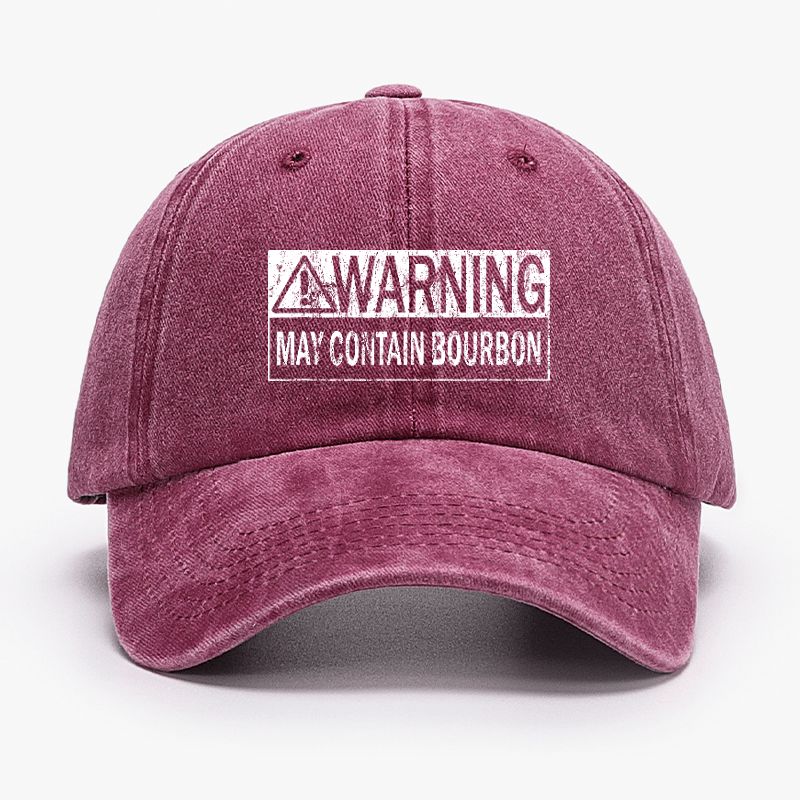 Warning May Contain Bourbon Funny Drinking Cap