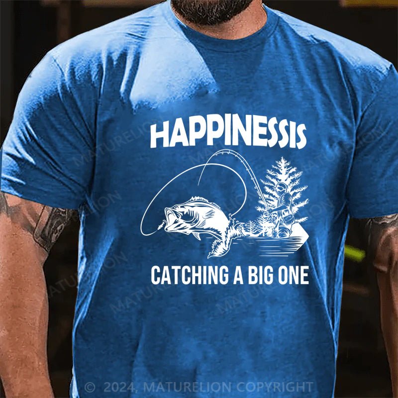 Maturelion Fishing Funny Happy Angler Fishermens Mens Graphic T-Shirt