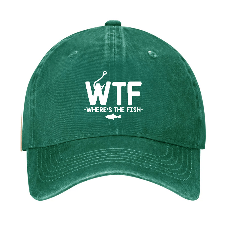 WTF - Where's The Fish Funny Print Cap