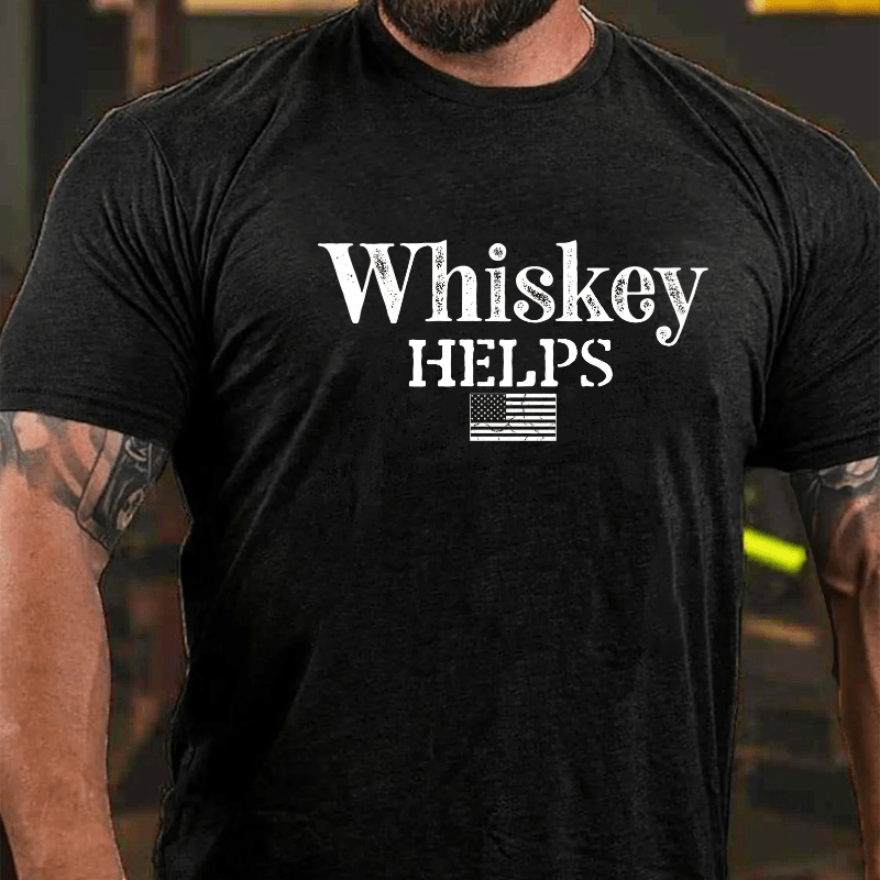 Whiskey Helps USA Flag Cotton T-shirt