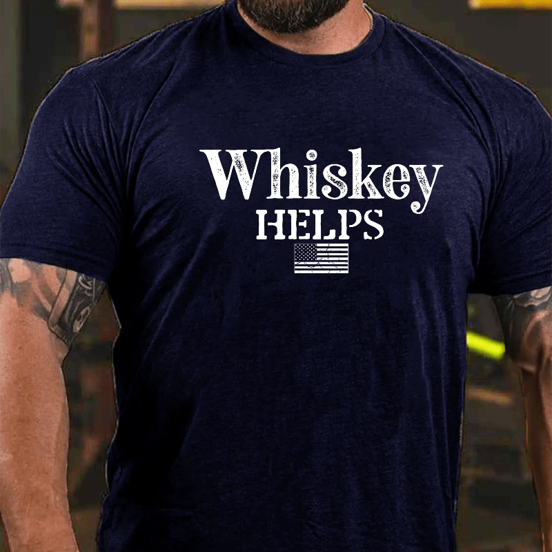 Whiskey Helps USA Flag Cotton T-shirt