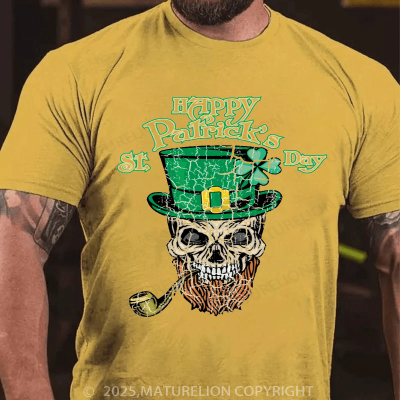 Maturelion St Patrick's T-shirt Awesome Happy St Patrick's Day Shirt With A Vintage Skull T-Shirt