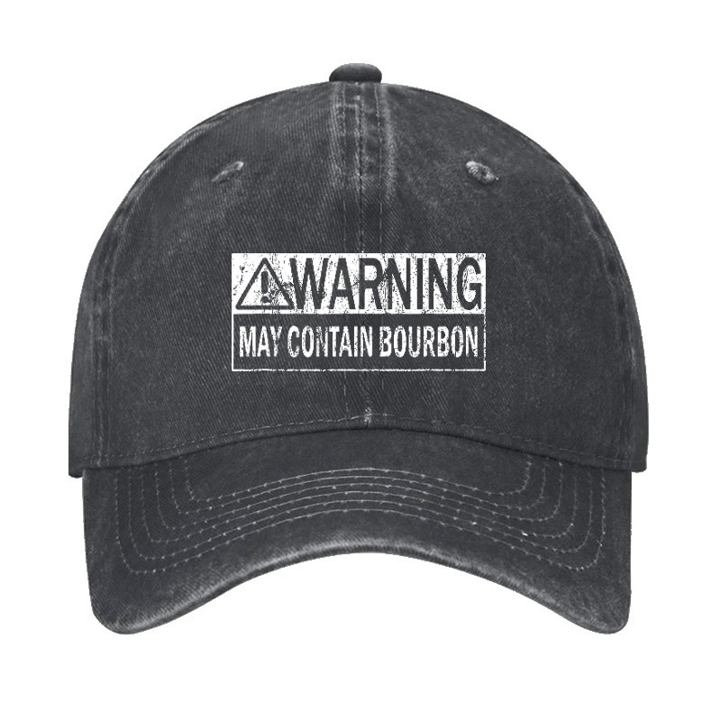 Warning May Contain Bourbon Funny Drinking Cap