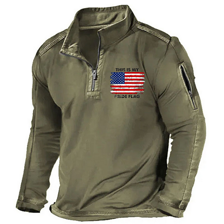 Maturelion Men's Henley Shirt This Is My Pride Flag USA Flag Henley Shirt