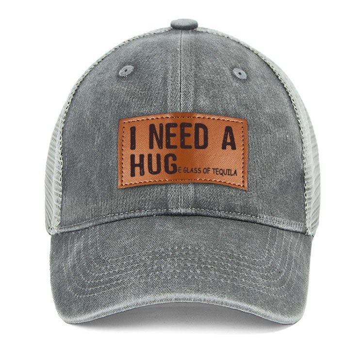 Maturelion I Need A Hug Eglass Of Tequila Leather Patch  Co2 Cap