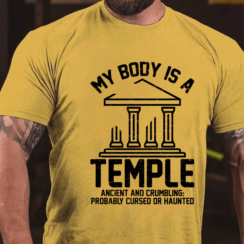 My Body is a Temple Ancient Crumbling Possibly Haunted Funny Cotton T-shirt