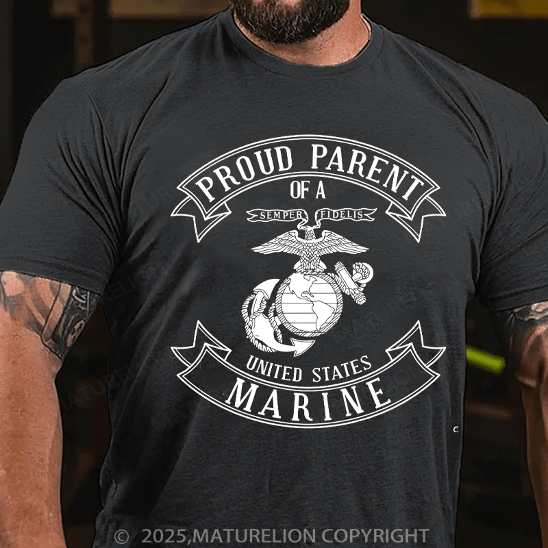 Maturelion Men's T-shirt USMC Proud Mom & Dad T-shirt