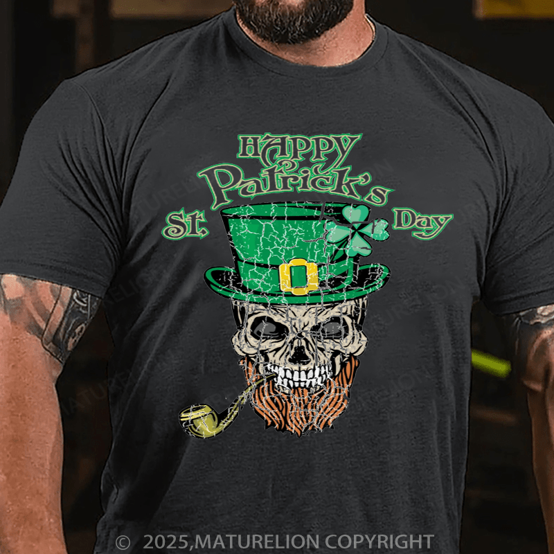 Maturelion St Patrick's T-shirt Awesome Happy St Patrick's Day Shirt With A Vintage Skull T-Shirt