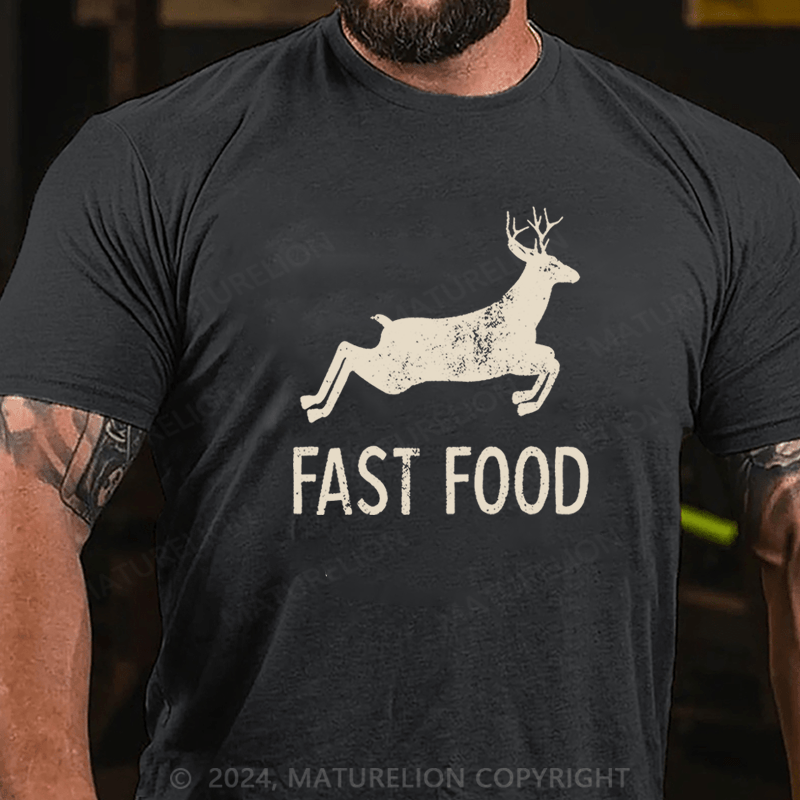 Maturelion Fast Food Funny Men Hunting Cotton T-shirt