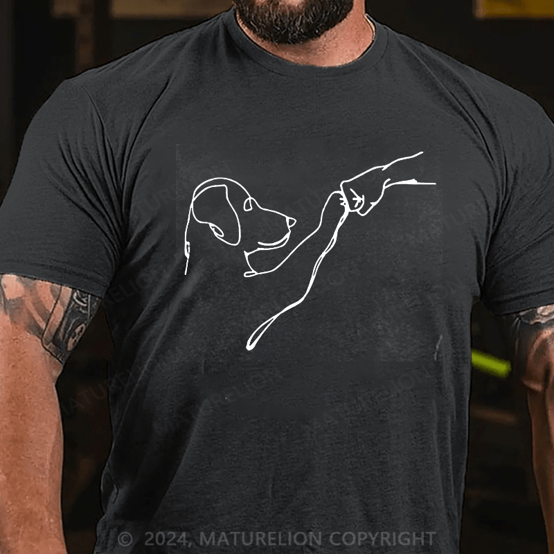 Maturelion Dog Fist Bump Funny Cotton T-Shirt