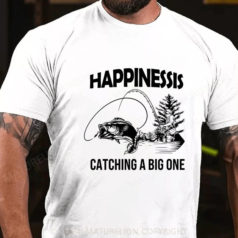 Maturelion Fishing Funny Happy Angler Fishermens Mens Graphic T-Shirt