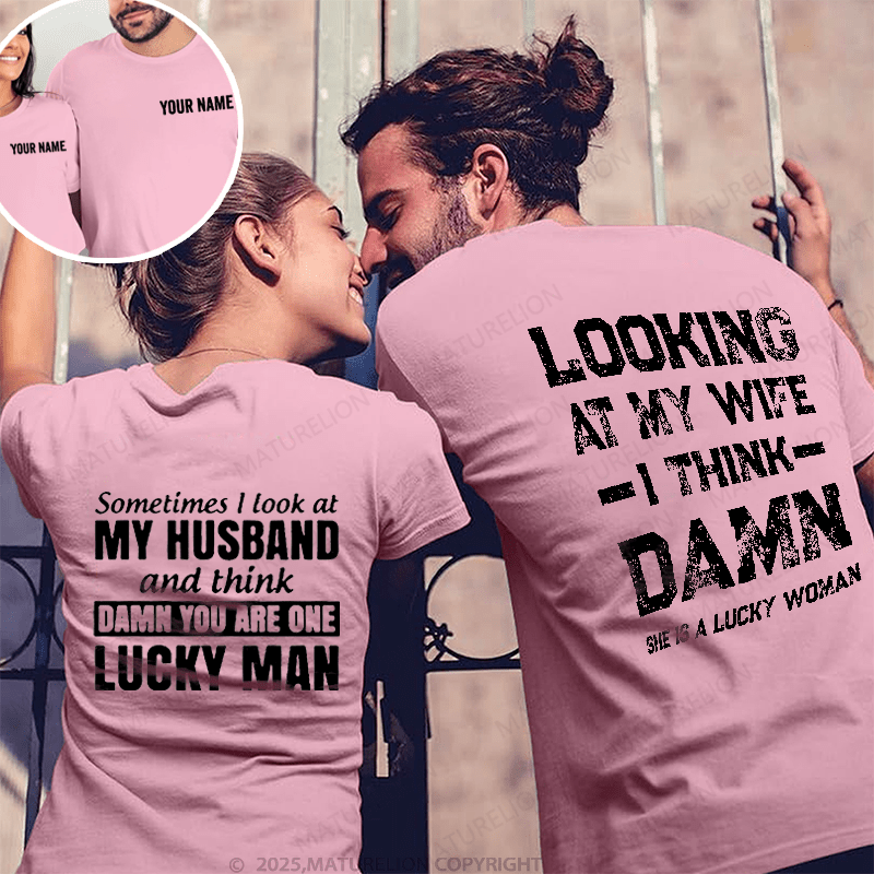 Maturelion Looking At My Wife &  Look At My Husband Couple T-Shirt