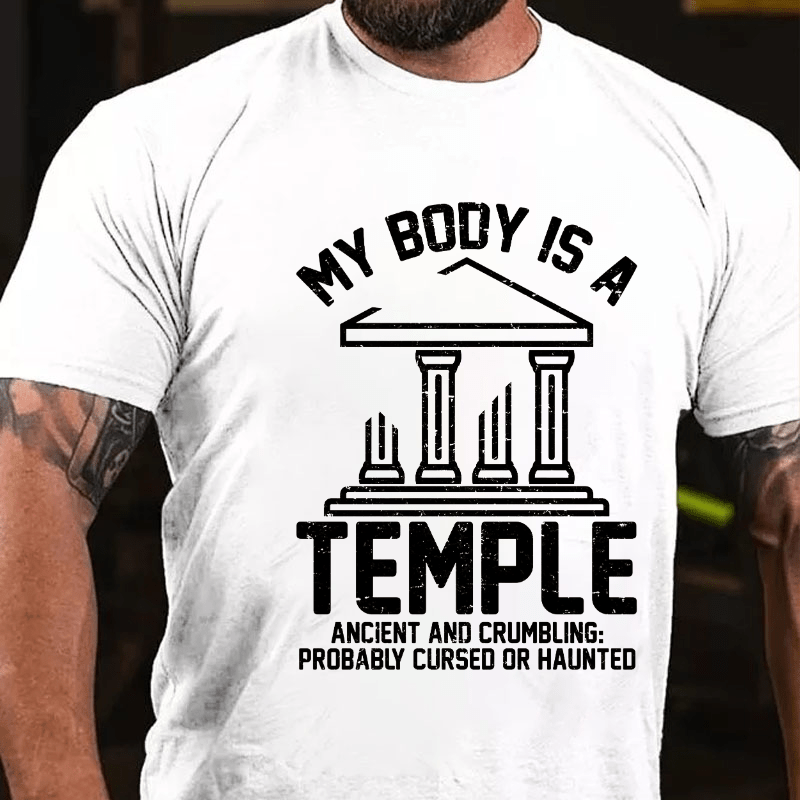 My Body is a Temple Ancient Crumbling Possibly Haunted Funny Cotton T-shirt