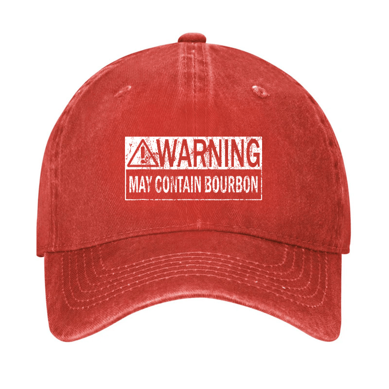 Warning May Contain Bourbon Funny Drinking Cap