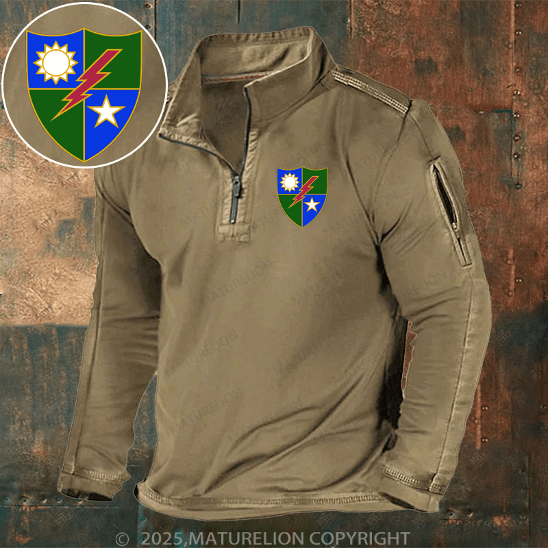 Maturelion Men's Henley Shirt US Army 75th Regiment Rangers Shield Henley Shirt