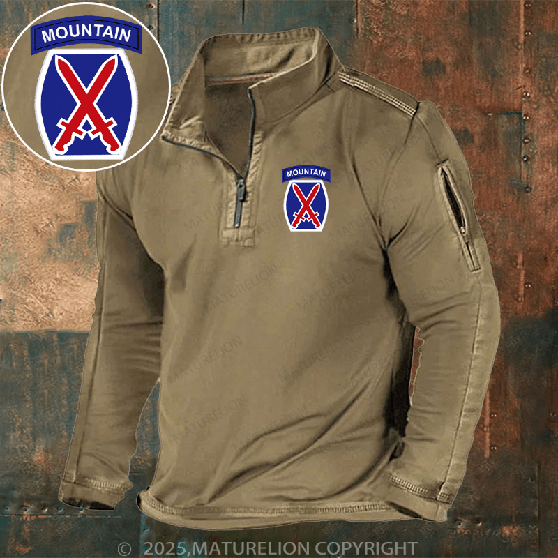 Maturelion Men's Henley Shirt US Army 10th Mountain Patch Henley Shirt