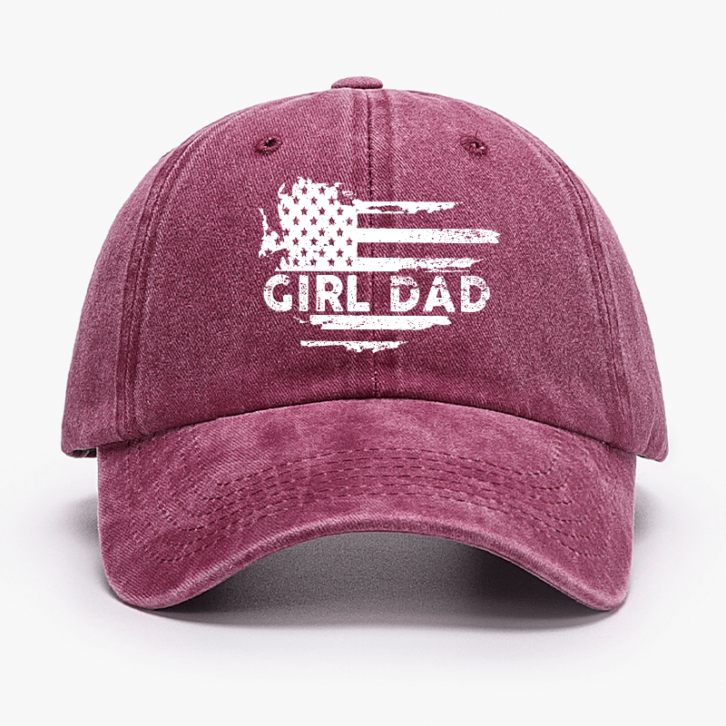 Girl Dad With Flag Print Funny Father Gift Cap