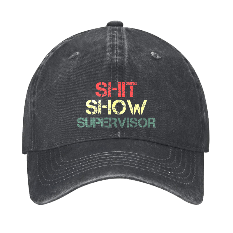 Shit Show Supervisor Funny Text Letters Adjustable Cap