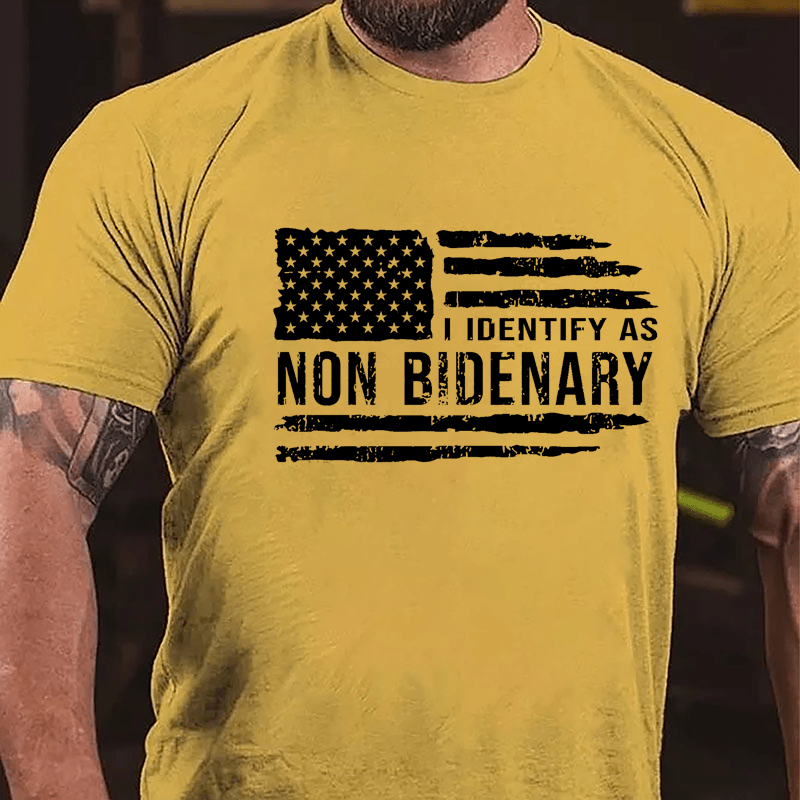 Men's I Identify As Non Bidenary Printed Cotton T-shirt