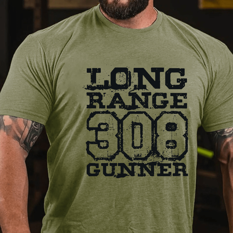 Long Range 308 Gunner Funny Guns Print Cotton T-shirt