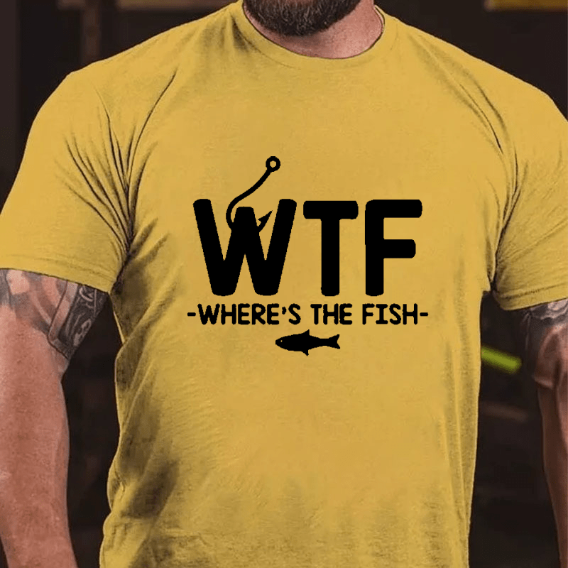 WTF - Where's The Fish Funny Print Cotton T-shirt