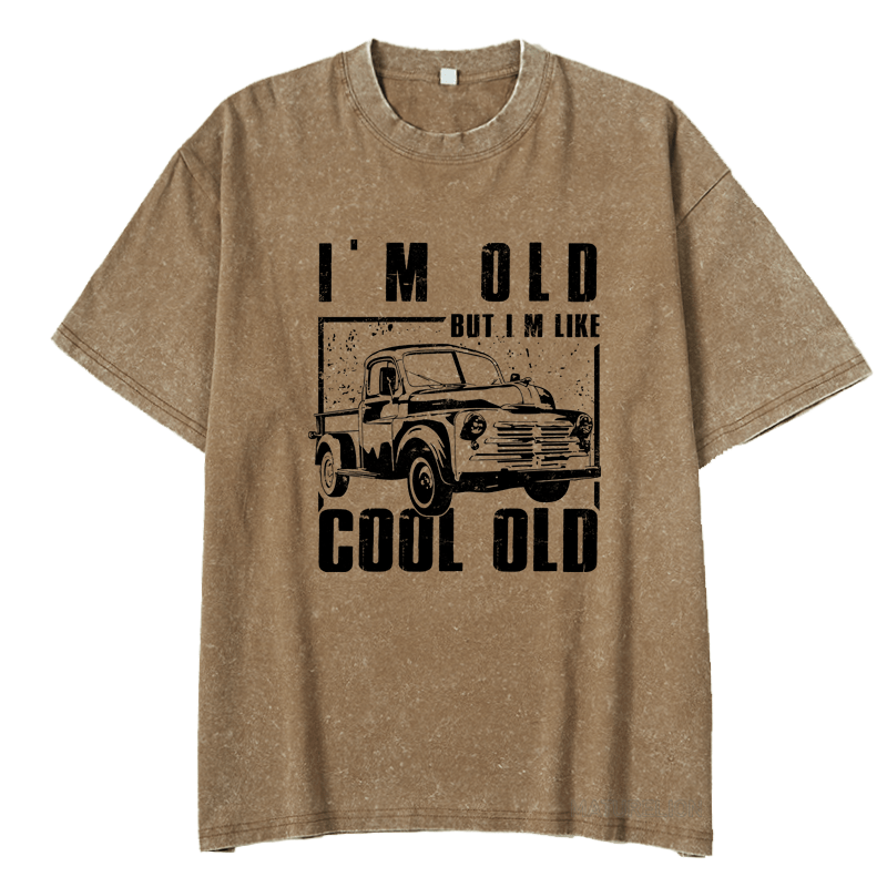 MATURELION I'M OLD BUT IM LIKE COOL OLD DTG PRINTING WASHED COTTON T-SHIRT