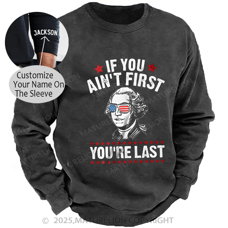 Maturelion Men's Sweatshirts Funny 4th of July Sweatshirts Washed Sweatshirts