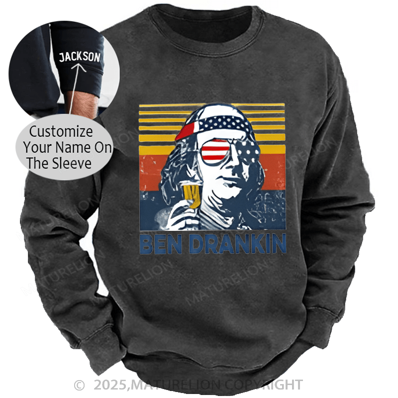 Maturelion Men's Sweatshirts  Funny Franklin Sweatshirts Washed Sweatshirts